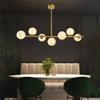 SteFik Modern Glass Chandelier with Bulbs Interior Metal Pendent Lamp Nordic Home Dining Table Ceiling Hanging Light Simplicity Bedroom Living Room Suspended Light Fixture,Pendant view 3