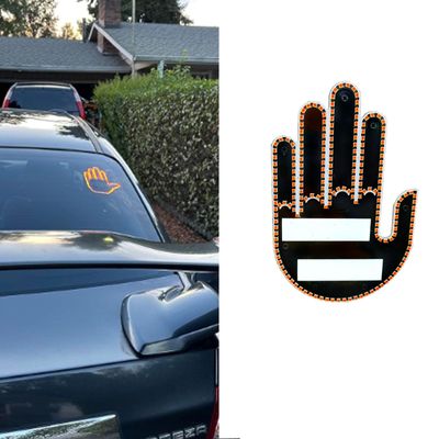 JXOFROAD Fun Gesture Finger Light for Car, Give The Bird & Love& Wave to Drivers,Funny Truck Gadgets & Road Rage Finger Signs, Ideal Car Accessories Gifted-Cool Back Window Sign