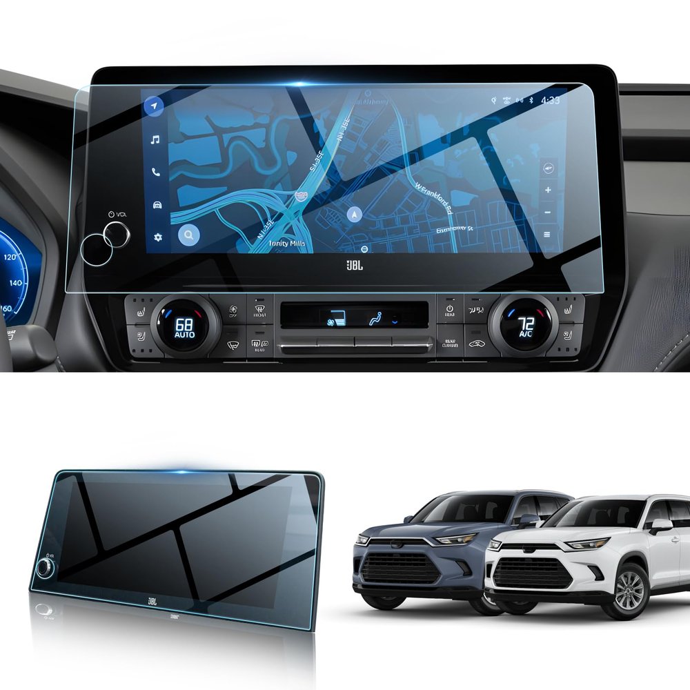 BIBIBO for 2024 2025 2026 Toyota Grand Highlander Screen Protector 2024 2025 2026 Toyota Grand Highlander XLE/Limited/Platinum 12.3" Display 2024-2026 Grand Highlander Radio Tempered Glass Screen Protector 2024 2025 Grand Highlander