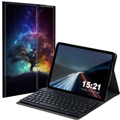 BREIDMKFM Keyboard Case for Samsung Galaxy Tab S8 Plus 2022/S7 FE 2021/S7 Plus 2020, Galaxy Tab S7 FE 5G Smart Tablet Cover with Detachable Wireless Bluetooth Keyboard, Galaxy Tree