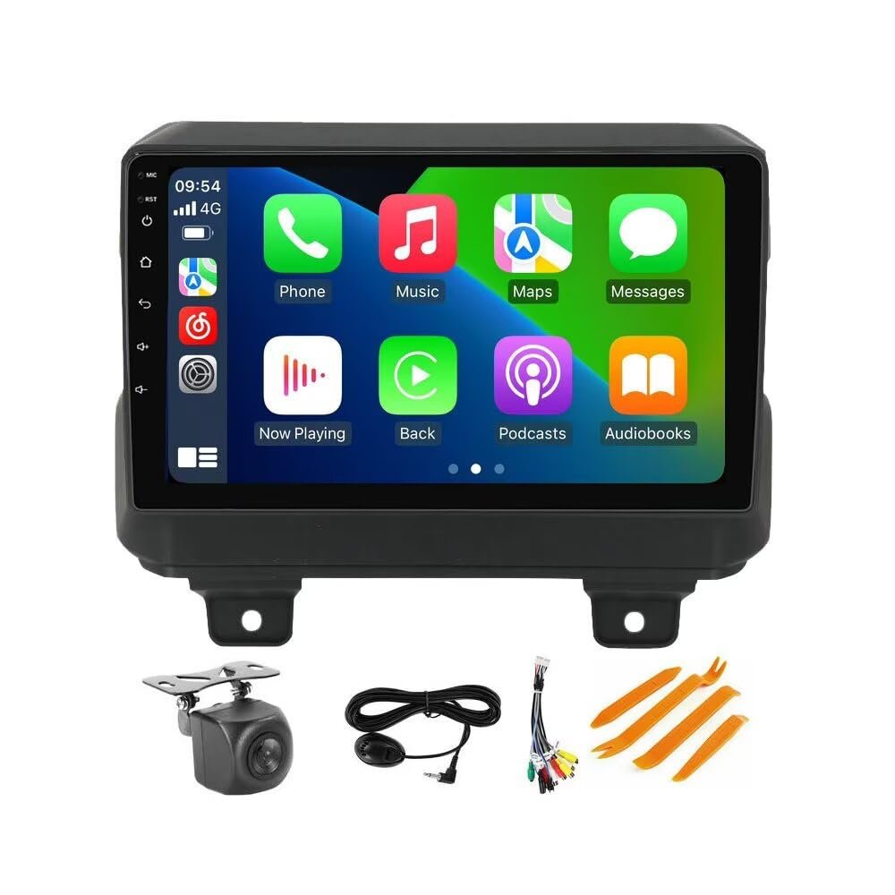 4+64GB 8-Core 9" Car Radio Stereo for Jeep Wrangler JL Gladiator JT 2018 2019 2020 2021 Dash Kit, Android 13 GPS Navigation Multimedia Player with Car-Play Android Auto/Rear View