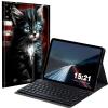 BREIDMKFM Keyboard Case for Samsung Galaxy Tab S8 Plus 2022/S7 FE 2021/S7 Plus 2020, Galaxy Tab S7 FE 5G Smart Tablet Cover with Detachable Wireless Bluetooth Keyboard, Black Cat American Flag view 1