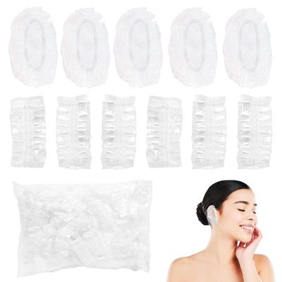 Quadafy 100 Pack Disposable Clear Ear Covers For Shower, dye the hair