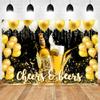 DORCEV 20x10ft Cheers and Beers Party Banner Party Decorations Supplies Men Aged to Perfection Birthday Party Backdrop Balloons Black Gold Birthday Party Background Holiday Whiskey Party Banner Props view 1
