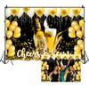 DORCEV 20x10ft Cheers and Beers Party Banner Party Decorations Supplies Men Aged to Perfection Birthday Party Backdrop Balloons Black Gold Birthday Party Background Holiday Whiskey Party Banner Props view 2
