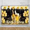 DORCEV 20x10ft Cheers and Beers Party Banner Party Decorations Supplies Men Aged to Perfection Birthday Party Backdrop Balloons Black Gold Birthday Party Background Holiday Whiskey Party Banner Props view 4