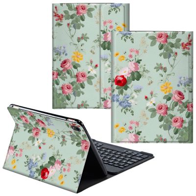 CGFGHHUY for iPad 10th Generation Case with Keyboard,Detachable Wireless Keyboard & PU Leather Stand Cover Protective Tablet Case for iPad 10th Gen 10.9 inch 2022 - Rose Floral Flower
