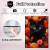 CGFGHHUY for Fire HD 8/8 Plus Tablet Case 12th/10th Generation 8 inch 2022/2020 Release Detachable Wireless Keyboard & PU Leather Stand Cover Protective Tablet Case - Red Floral Flower Black Cat view 3