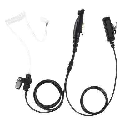 2 Wire Acoustic Tube Ear Piece Ptt Mic Earpiece Two Way Radio 6 Pin Headset for Retevis Motorola Ailunce HD1 gp328plus nr30 rt29 Walkie Talkies(Black,Wired
