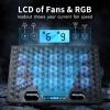 KeiBn Laptop Cooling Pad, Gaming Laptop Fan Cooling Pad with 15 Quiet Fans, RGB Laptop Cooler for 10-17.3 Inch, 4 Height Stands, 2 USB Ports - Blue view 3
