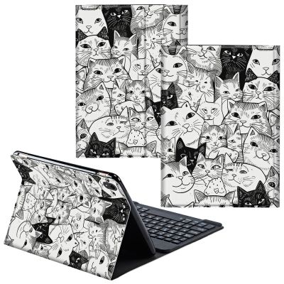CGFGHHUY for iPad 10th Generation Case with Keyboard,Detachable Wireless Keyboard & PU Leather Stand Cover Protective Tablet Case for iPad 10th Gen 10.9 inch 2022 - Many Cute Cats
