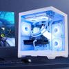 HELLOLAND Gaming PC -AMD Ryzen 7 5700X 3.4 GHz- RX 6500XT 4GB-16GB DDR4 RAM-1TB PCIe +1TB SATA SSD-240 Liquid Cooler -WiFi &Bluetooth -RGB Fans-Windows 11 Desktop Computer-White view 2