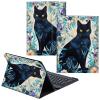 CGFGHHUY for iPad 10th Generation Case with Keyboard,Detachable Wireless Keyboard & PU Leather Stand Cover Protective Tablet Case for iPad 10th Gen 10.9 inch 2022 - Black Cat Floral Leaf view 1