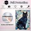 CGFGHHUY for iPad 10th Generation Case with Keyboard,Detachable Wireless Keyboard & PU Leather Stand Cover Protective Tablet Case for iPad 10th Gen 10.9 inch 2022 - Black Cat Floral Leaf view 3