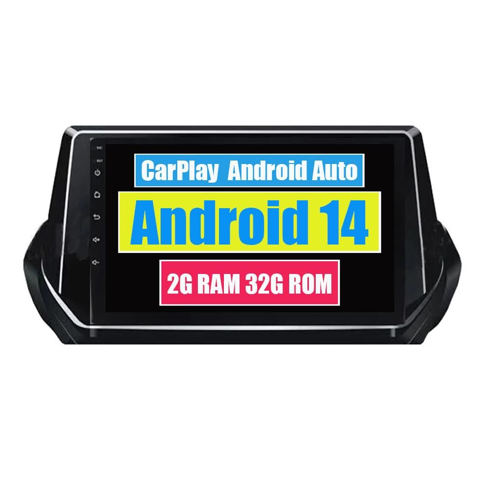 RoverOne Car GPS for Peugeot 2008 208 2019 2020 2021 2022 with CarPlay Android Auto Multimedia Player Navigation Stereo Bluetooth WiFi