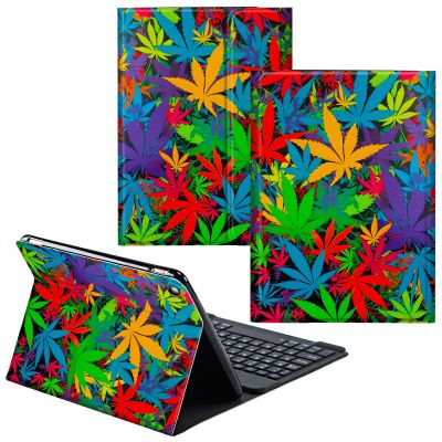 CGFGHHUY for iPad 9th Generation Case with Keyboard for iPad Case 10.2 inch 8th/7th Generation Detachable Wireless Keyboard & PU Leather Stand Cover Protective Tablet Cover - Colorful Leaf