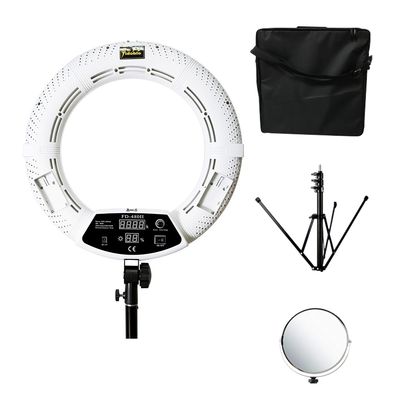 18inch LED Ring Lights with Tripod Lamp Kit 3200K-5500K Adjustable 1-100% Bi-Color 96W Fill Light CRI95+ for Make-up Vlog Beauty Salon Tattoo Studio (FD480 White)