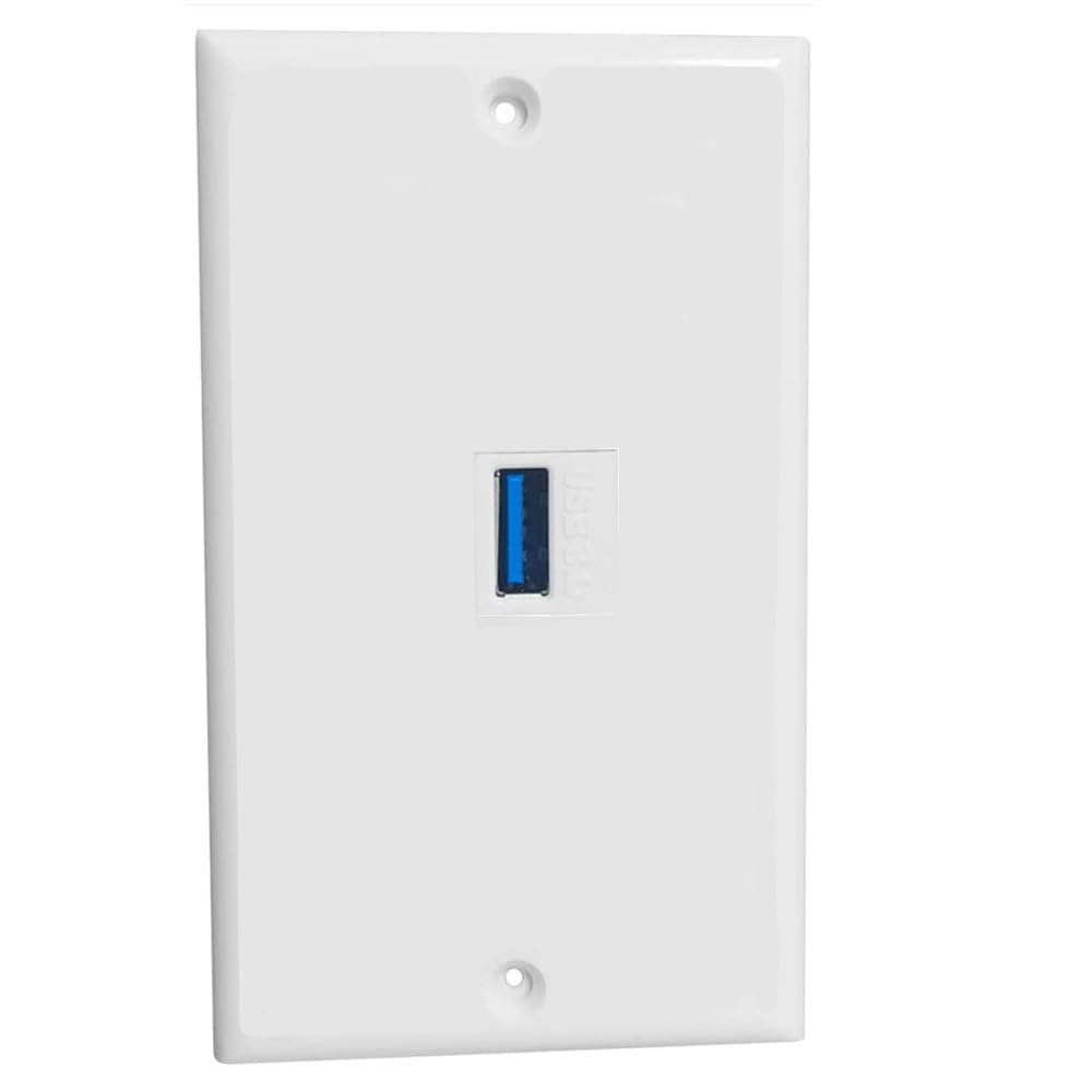 Halokny USB 3.0 Wall Plate, 1 Port USB 3.0 Keystone Jack, White, 4.5 x 2.75 Inches