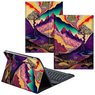 CGFGHHUY for Samsung Galaxy Tab A SM-T510 Case Detachable Wireless Keyboard and PU Leather Stand Cover Protective Tablet Case for Samsung Galaxy Tab A SM-T510/T515 10.1 inch - Forest Mountains