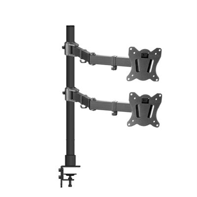 DL-T902L-D 10-27" Steel Double Monitor Screen Desktop Stand Table Holder LCD Tv Mount Tilt 360 Rotate Vesa 75 100 Long Arm