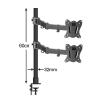 DL-T902L-D 10-27" Steel Double Monitor Screen Desktop Stand Table Holder LCD Tv Mount Tilt 360 Rotate Vesa 75 100 Long Arm view 2