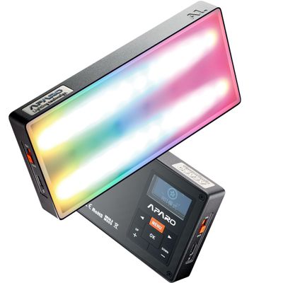 Fenxbzy APARO A1 Pixel Led Light Panel 10w RGBWW Led On Camera Light CRI 97+ 2000K-20000K Pixel-Mappable Light with Honeycomb Grid and Softbox,Magnet Adsorption Function,36 Lighting Effects