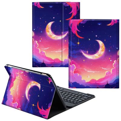CGFGHHUY for Samsung Galaxy Tab A SM-T510 Case Detachable Wireless Keyboard and PU Leather Stand Cover Protective Tablet Case for Samsung Galaxy Tab A SM-T510/T515 10.1 inch - Pink Moon