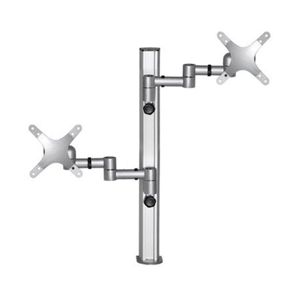 DM-6D 10-27" Aluminum Dual Arm 2 LCD Tv Table Mount Tilt 360 Rotate Double Monitor Desktop Stand Vesa 75 100 Rotatable Bracket
