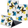 CGFGHHUY for Samsung Galaxy Tab A SM-T510 Case Detachable Wireless Keyboard and PU Leather Stand Cover Protective Tablet Case for Galaxy Tab A SM-T510/T515 10.1 inch - Blue and Yellow Butterflies view 1
