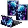 CGFGHHUY for Samsung Galaxy Tab A SM-T510 Case Detachable Wireless Keyboard and PU Leather Stand Cover Protective Tablet Case for Samsung Galaxy Tab A SM-T510/T515 10.1 inch - Purple Skull view 1