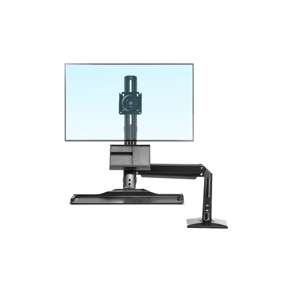 35 Aluminum Gas Spring 19-27 Inch Monitor Holder with Foldable Keyboard Tray Full Motion Sit-Stand Workstation