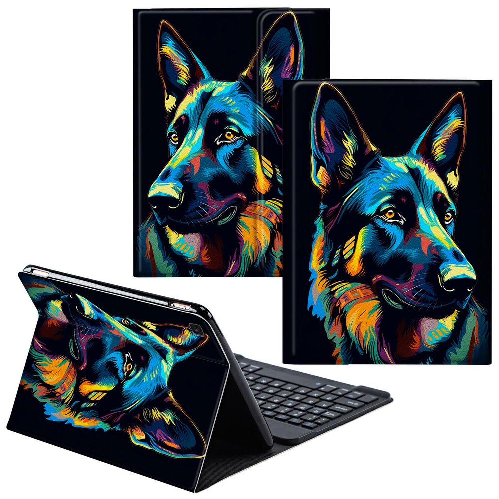 CGFGHHUY for Samsung Galaxy Tab A7 Lite Case Detachable Wireless Keyboard and PU Leather Stand Cover Protective Tablet Case for Samsung Galaxy Tab A7 Lite 8.7 inch 2021 - Blue Purple Cat