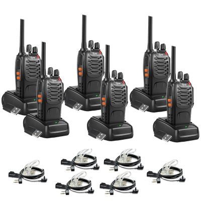 TIDRADIO Walkie Talkies Long Range 6 Pack, Rechargeable Two Way Radios for Adults with Earpiece, 22 Channels Portable Radios with Flashlight for Jobsite, Outdoor Camping, Hiking