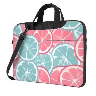 Pink Blue Citrus Slices Laptop Shoulder Bag Portable Laptop Bag Laptop Case Crossbody Briefcase w/Strap Handle