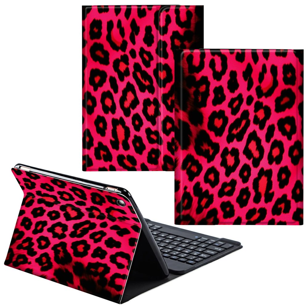 CGFGHHUY for Samsung Galaxy Tab A8 10.5 Case Detachable Wireless Keyboard and PU Leather Stand Cover Protective Tablet Case for Samsung Galaxy Tab A8 10.5 inch 2022 - Pink Leopard Print