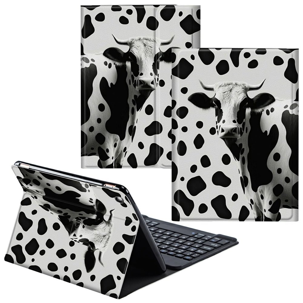 CGFGHHUY for Samsung Galaxy Tab A8 10.5 Case Detachable Wireless Keyboard and PU Leather Stand Cover Protective Tablet Case for Samsung Galaxy Tab A8 10.5 inch 2022 - Cute Cow