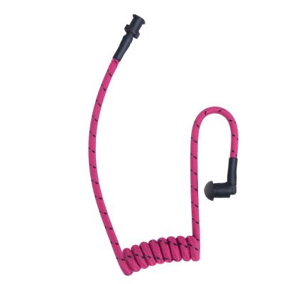 Braided Acoustic Coil Tube Knitted Nylone Moisture Resistant Radio Earpiece Replacement with Bright Color (Rose)