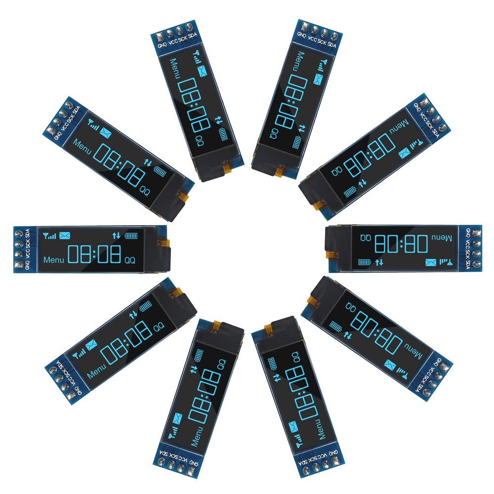 ACEIRMC 4pcs I2C Display Module 0.91 Inch I2C OLED Display Module I2C OLED Screen Driver DC 3.3V~5V 4PINS for Arduino ESP32 ESP8266 AVR PIC STM32 for Raspberry pi (10pcs Blue)