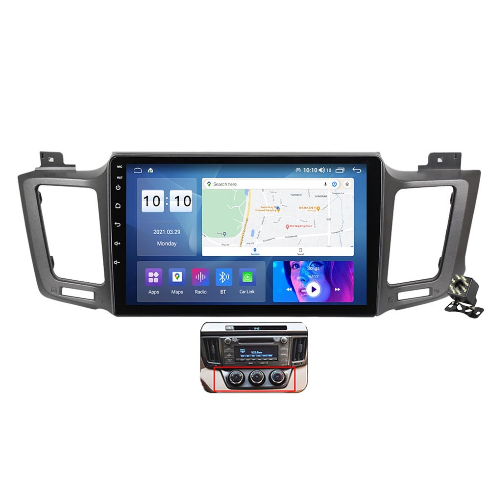 10" Car Radio CarPlay/Android Auto for Toyota RAV4 2012-2018 Android 12 Car Stereo Multimedia Player GPS FM RDS DSP Bluetooth Steering Wheel Control WiFi+Backup Camera,A,M600S/6+128G