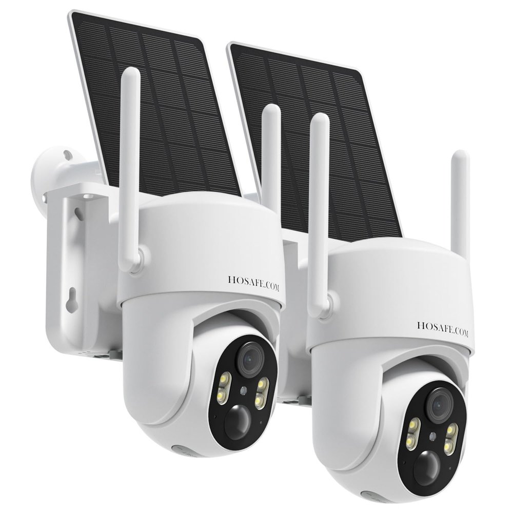 Outdoor Security Camera Wireless, 360 PTZ Remote Wireless Cameras for Home Security Solar Powered, 2K Solar Security Camera with Spotlight Color Night Vision, PIR Sensor, 2-Way Audio, 2 Pack