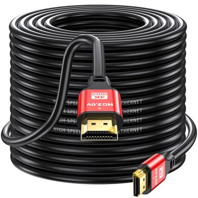 jojobnj HDMI Cable 120ft, 4K@60Hz, 18Gbps High Speed HDMI 2.0 Cord, Ultra HD,Ethernet Audio Return,Video 4K,1080p,3D,Arc, HDR Compatible with Xbox,PS5/PS4,HDTV,Laptop ect(Red)