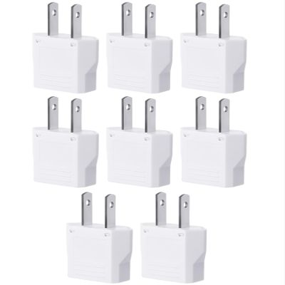 Bates- Europe to US Plug Adapter, 8 Pack, EU to US, White