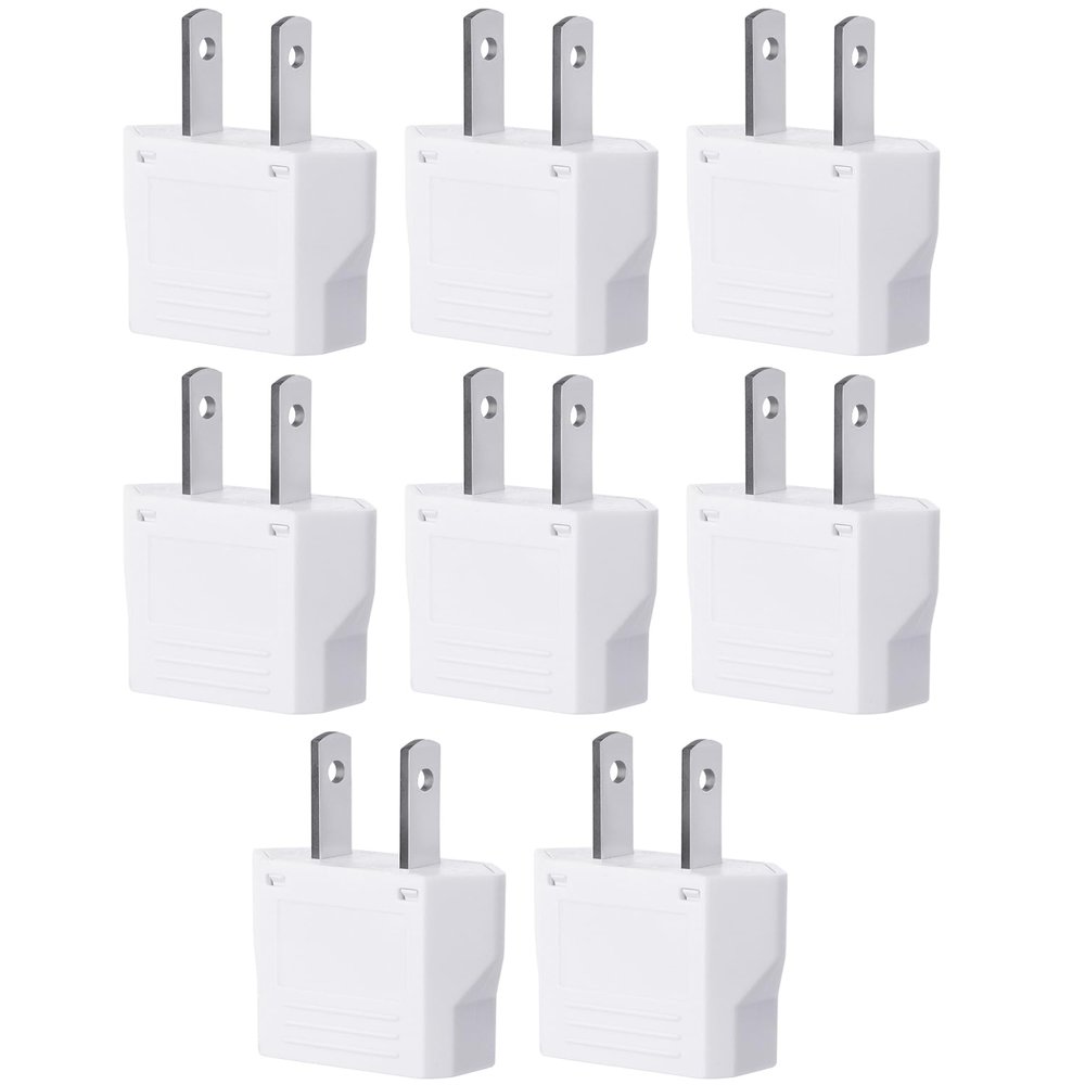 Bates- Europe to US Plug Adapter, 8 Pack, EU to US, White