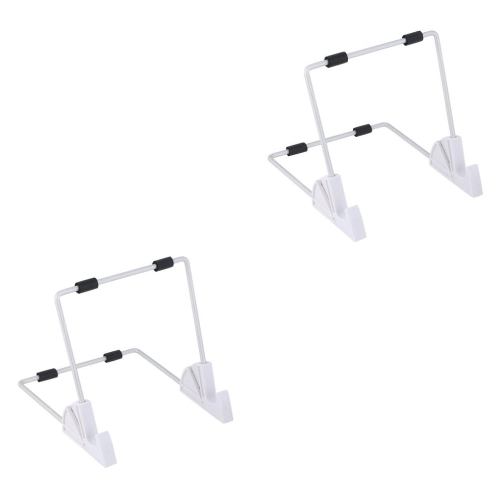 HOMSFOU 2pcs Lazy Tablet Mount Aluminum Desktop Stand for Hands Viewing Compatible Tablets for Gaming Reading and Video Streaming White