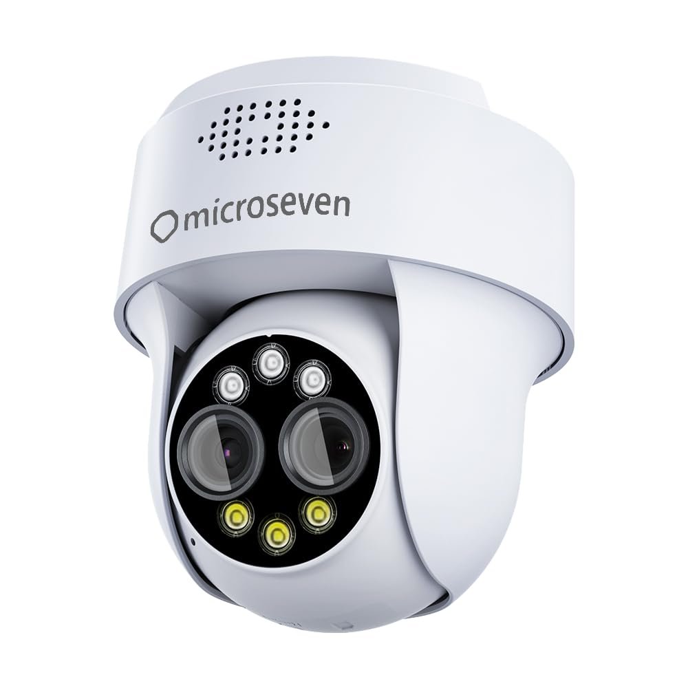 MICROSEVEN M7D4MP-PTZ4X-WPSAA 2K (4MP) IP WiFi (2.4/5GHz) POE PTZ Professional Open Source Security Dome Camera with Dual Lenses 4X Digital Auto Zoom