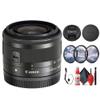 Canon EF-M 15-45mm f/3.5-6.3 is STM Zoom Lens (Graphite) (0572C002) + Filter Kit + Cap Keeper + Cleaning Kit (Renewed) view 1