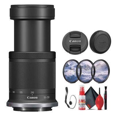 Canon RF-S 55-210mm f/5-7.1 is STM Lens (Canon RF) for Landscape, Portrait, & Travel Photos/Videos (5824C002) + Filter Kit + Cap Keeper + Cleaning Kit (Renewed)