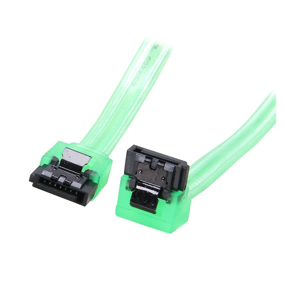 10inch 180 to 90 Degree 6Gb/s SATA3 Serial ATA Data Cable with Latch Fit Fit Compatible SATA 3.0 SATAIII 6Gbps HDD Hard Drive Disk/SSD- Green