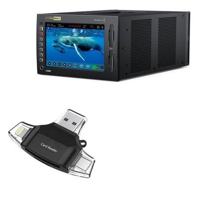 BoxWave Smart Gadget Compatible with Blackmagic HyperDeck 4K HDR - AllReader SD Card Reader, microSD Card Reader SD Compact USB - Jet Black