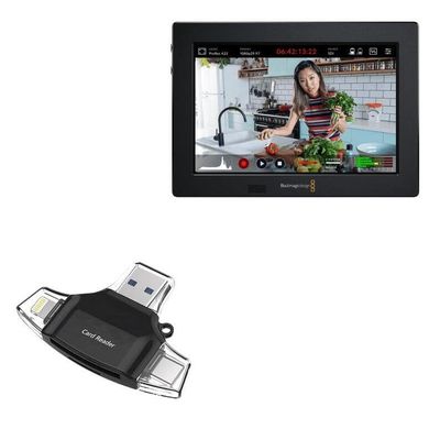 BoxWave Smart Gadget Compatible with Blackmagic Design Video Assist 3G (7 in) - AllReader SD Card Reader, microSD Card Reader SD Compact USB - Jet Black